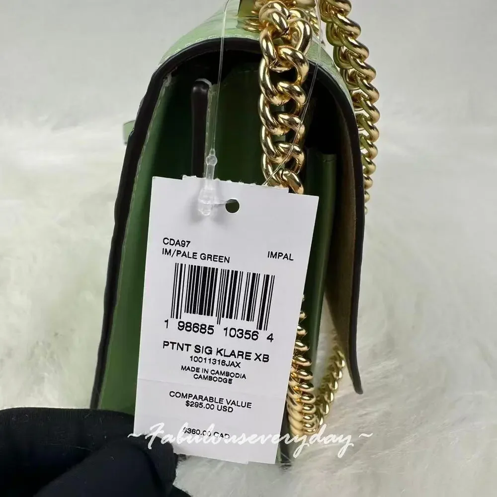 Coach Klare Crossbody Bag In Signature Leather/Gold/Pale Green CDA97 NWT